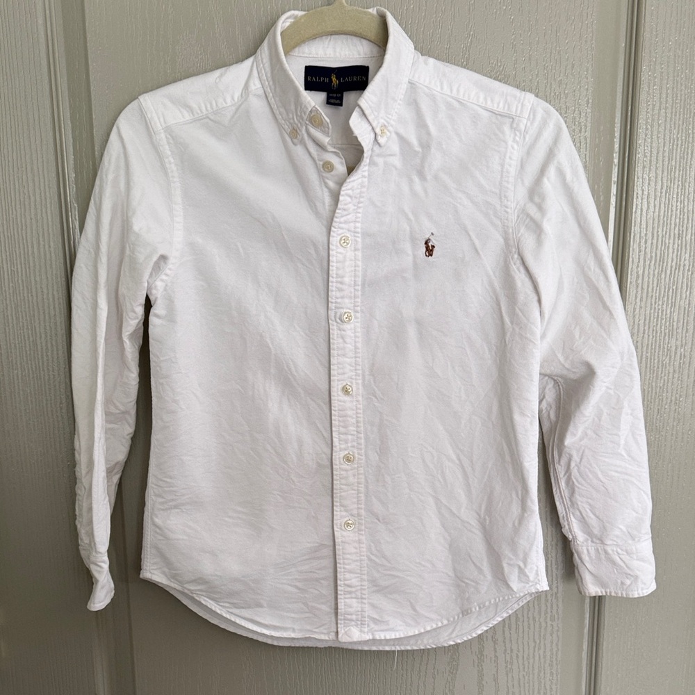 Ralph Lauren Boy Classic White Button-Down Shirt Polo Oxford Dress Suit